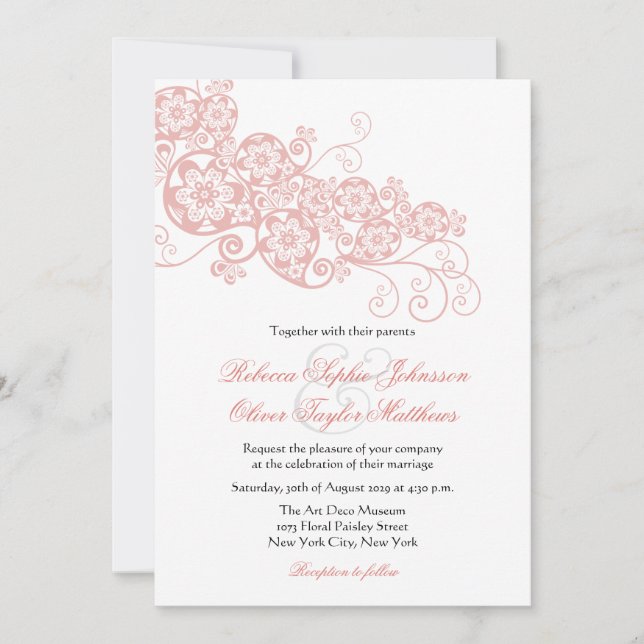 Vintage Elegant Floral Paisley Boho Wedding Invite (Front)