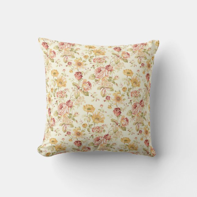 Vintage elegant floral pattern cushion (Front)