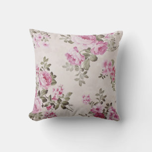 Vintage Elegant Floral Pink Rose Pillow