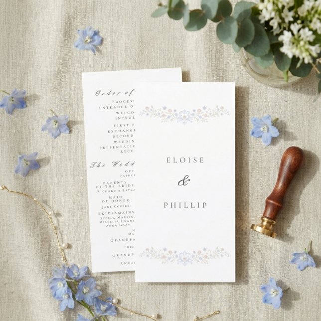 Vintage Elegant  Floral Regency Wedding Program (Vintage Elegant Floral Regency Wedding Program)