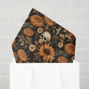 Vintage Elegant Floral Skull Tissue Paper