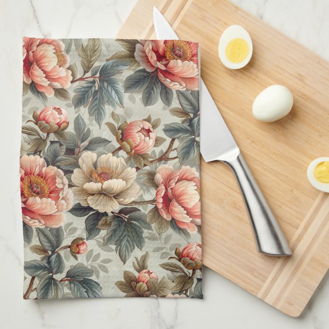 Vintage elegant floral tea towel (Quarter Fold)