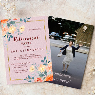 Vintage Elegant Floral Watercolor Retirement Party Invitation
