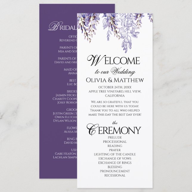 Vintage Elegant Florals Regency Wedding Program Programme (Front/Back)