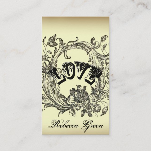 Vintage Elegant Flourish Swirls  Tattoo Artist Business Card (Front)