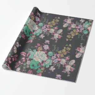 vintage elegant flowers floral theme pattern wrapping paper