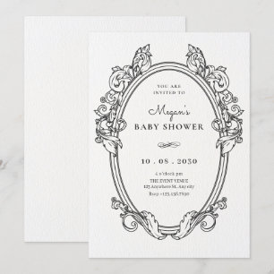 Vintage elegant frame art baby shower invitation