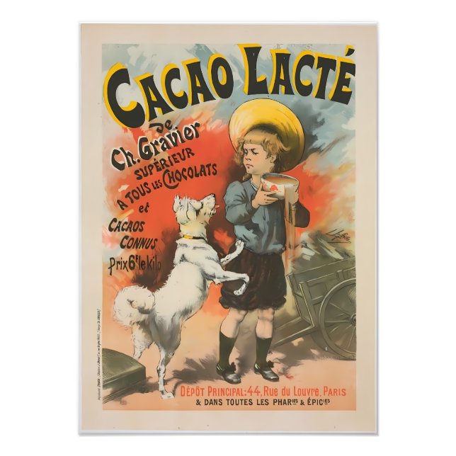 Vintage Elegant French Cacao Lacté Photo Print (Front)