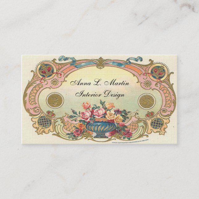 Vintage, Elegant, French Country, Floral Business Card (Front)