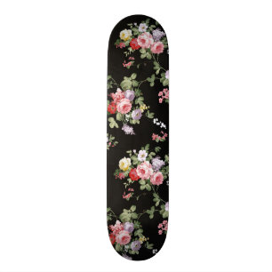 Vintage Elegant Girly Pink Red Trendy Roses Floral Skateboard