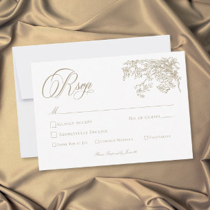 Vintage Elegant Gold Crest Garden Wedding RSVP Card