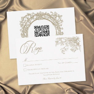 Vintage Elegant Gold Crest Garden Wedding RSVP Card