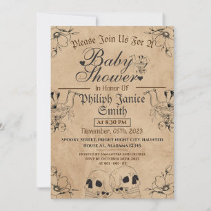 Vintage Elegant Gothic, Halloween Baby Shower Invitation