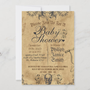 Vintage Elegant Gothic, Halloween Baby Shower Invitation