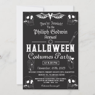 Vintage Elegant Gothic Halloween Costume Party Invitation
