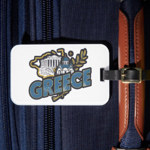 Vintage Elegant Greece Europe Travel Souvenir Luggage Tag