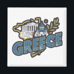 Vintage Elegant Greece Europe Travel Souvenir Magnet<br><div class="desc">This is a elegant retro vintage greece illustration on a Magnet. Amazing Greece vacation artwork for every tourist and fan of the popular travel destination in the Mediterranean Sea. Make your own and buy now.</div>