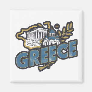 Vintage Elegant Greece Europe Travel Souvenir Magnet