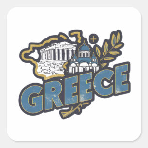 Vintage Elegant Greece Europe Travel Souvenir Square Sticker