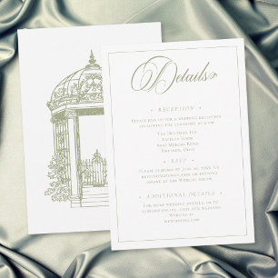 Vintage Elegant Green Crest Garden Wedding Enclosure Card