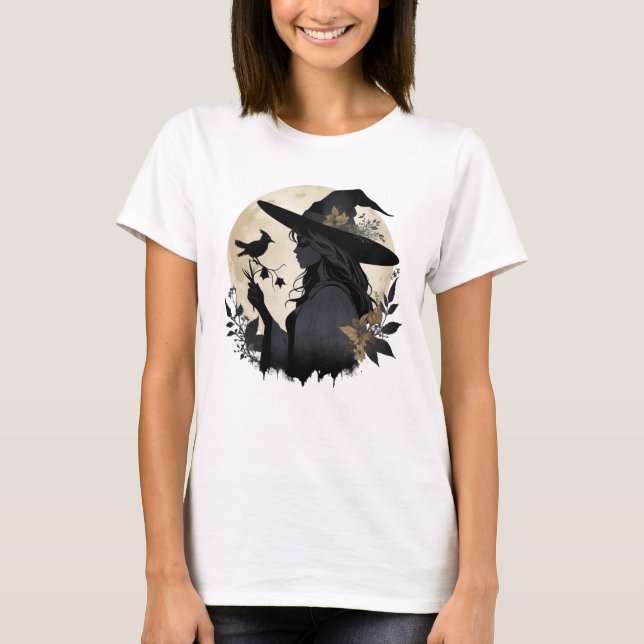 Vintage Elegant Halloween Witch 3 T-Shirt Design (Front)