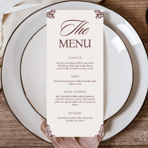 Vintage Elegant Handwriting Wedding Dinner  Menu