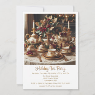 Vintage Elegant Holiday Tea Party Invitation