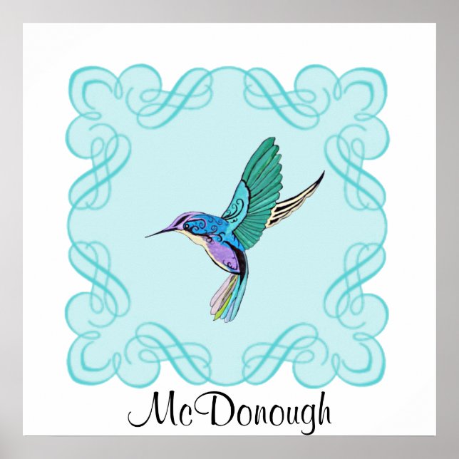 Vintage Elegant Hummingbird Poster (Front)
