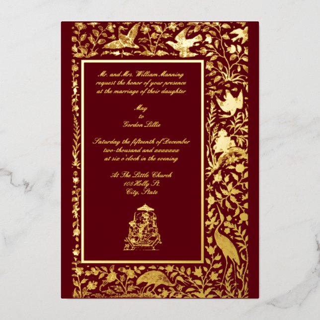 Vintage Elegant Indian Birds Border 1608 Wedding (Front)