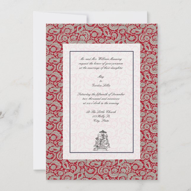 Vintage Elegant Indian Wedding Invitation (Front)