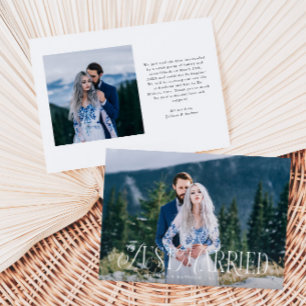 Vintage Elegant Just Married Wedding Photo Announcement