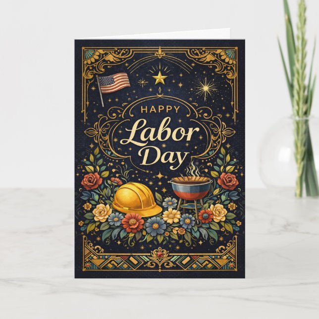 Vintage Elegant Labor Day  Card (Front)