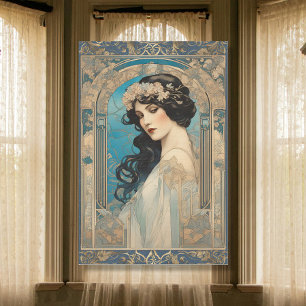 Vintage Elegant Lady Art Nouveau Gold Ephemera Tissue Paper