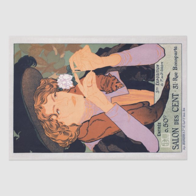 Vintage Elegant Lady French Poster Decoupage Tissue Paper (Front)