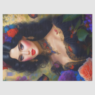 Vintage Elegant Lady In Black Decoupage Tissue Paper