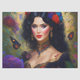 Vintage Elegant Lady In Black Decoupage Tissue Paper