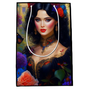 Vintage Elegant Lady In Black Medium Gift Bag