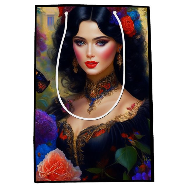 Vintage Elegant Lady In Black Medium Gift Bag (Front)