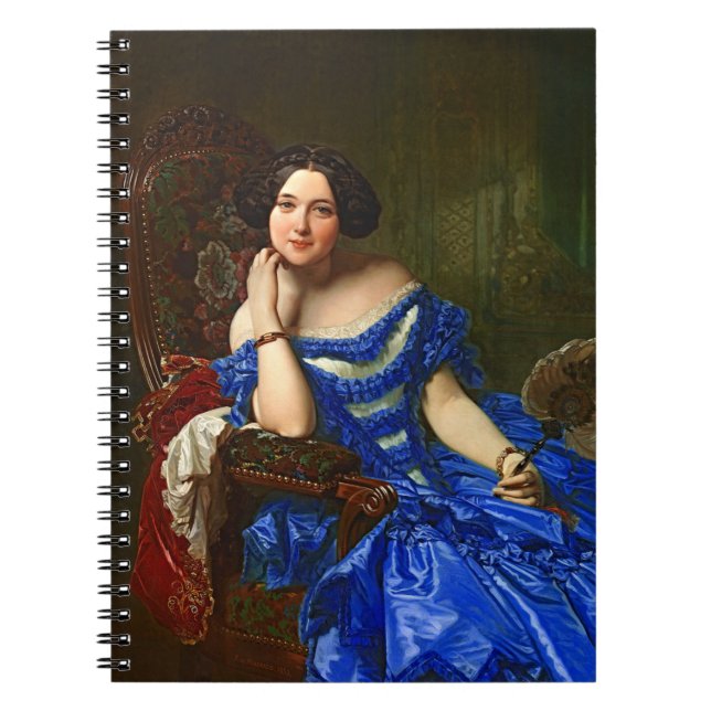 Vintage Elegant Lady In Blue Dress Notebook (Front)