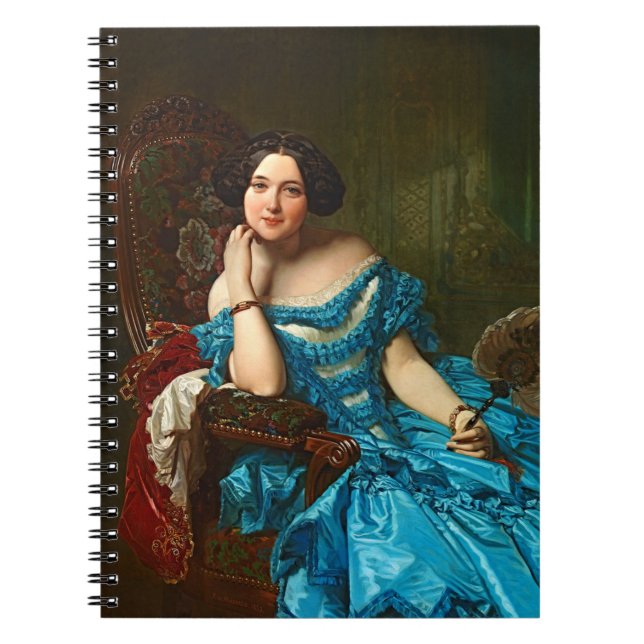Vintage Elegant Lady In Blue Green Dress Notebook (Front)