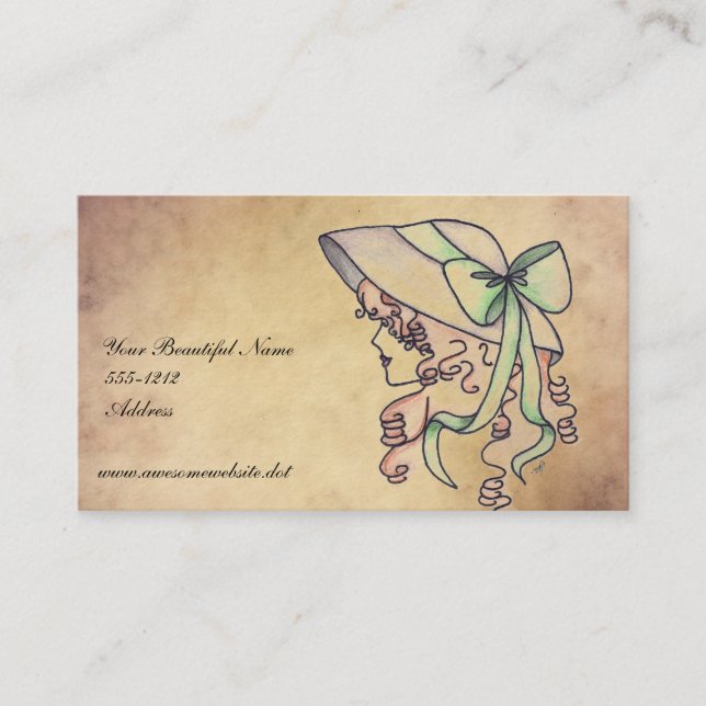 Vintage Elegant Lady in Hat Business Cards (Front)