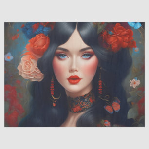 Vintage Elegant Lady In Red 1 Decoupage Tissue Paper