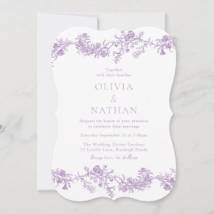 Vintage Elegant Lavender Purple Floral Wedding Invitation