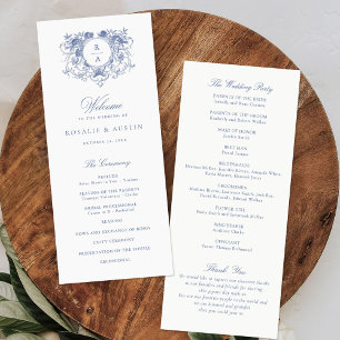 Vintage Elegant Leafy Floral Crest Wedding Programme