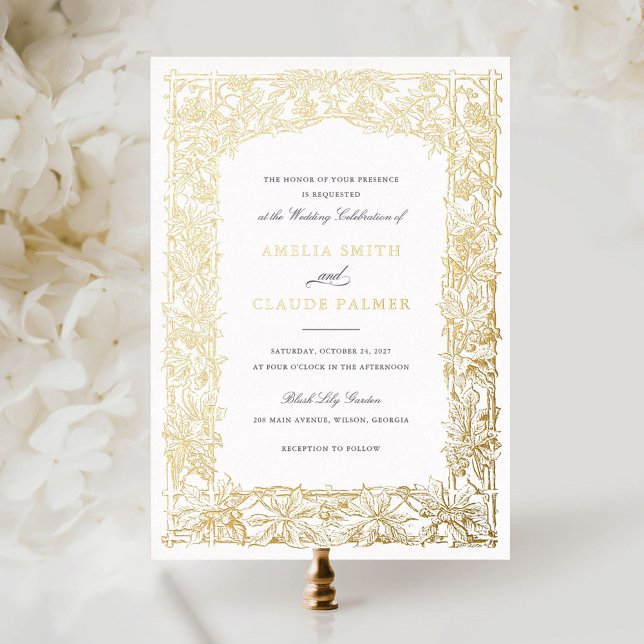 Vintage Elegant Leafy Vine Frame Gold Foil Wedding (Creator Uploaded)
