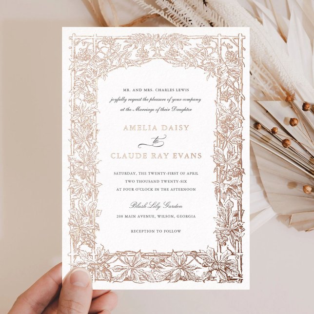 Vintage Elegant Leafy Vine Frame Gold Foil Wedding (Creator Uploaded)