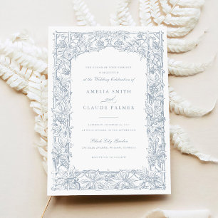 Vintage Elegant Leafy Vines Border Frame Wedding Invitation