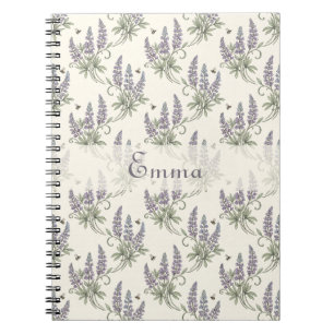 Vintage Elegant Lupine & Bees Botanical Pattern – Notebook