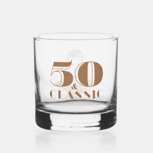 Vintage Elegant Men's Whiskey 50th Birthday Glass