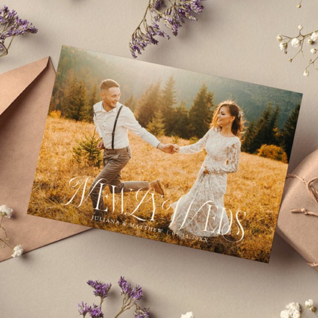 Vintage Elegant Newlyweds Wedding Photo Announcement (Creator Uploaded)